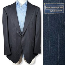 Vintage Polo University Club Ralph Lauren Blazer Mens 46r Navy Pinstripe Usa Vintage Polo University Club Ralph Lauren Blazer Mens 46r Navy Pinstripe Usa