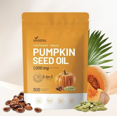2 Pack Pumpkin Seed Oil with Saw Palmetto Capsules Cold Pressed, Pure Virgin Oil