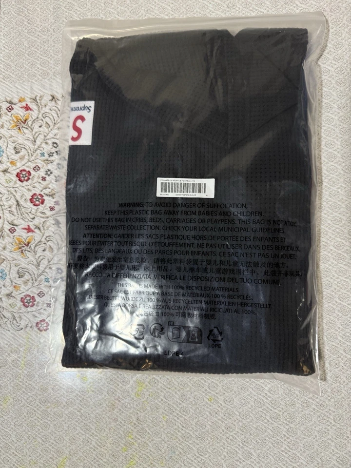Supreme POLARTEC сетки L/S футбол верхний черный SS25 размер XL вышитый логотип - Изображение 4 из 4