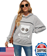 BOMBAXCEIBA Pet Carrier Hoodie Sweater for Cats Dogs Puppies Kittens Pouch L Gra