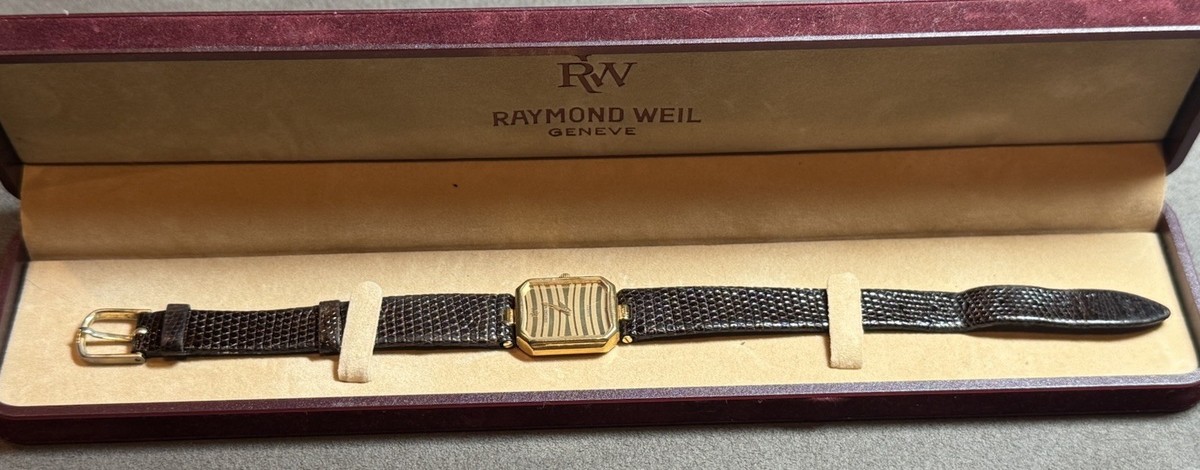 Raymond Weil 18k Gold Electroplate 1986 Womens Watch Original Box