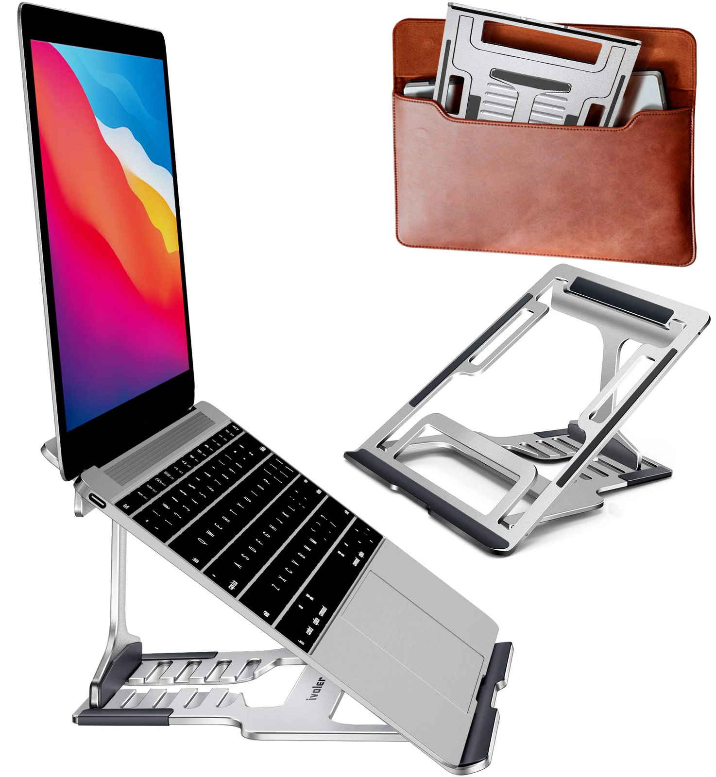 2 in 1 Laptop Riser Stand, 6 Angles, 3 Folding Modes,Portable Ergonomic Angle...