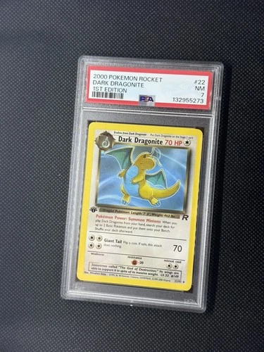 2000 Pokemon Team Rocket 1st Edition Dark Dragonite 22/82 PSA 7NM