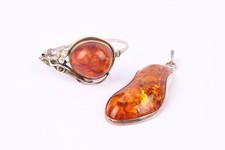 Vintage mieszana klasa srebro, bursztyn, bałtyk, spangle słoneczne, bransoletka, wisiorek x 3