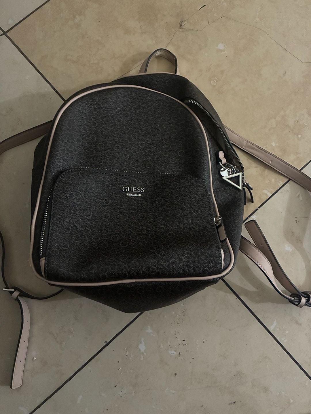 Guess Brown Logo Monogram Medium Backpack with Bl… - image 8
