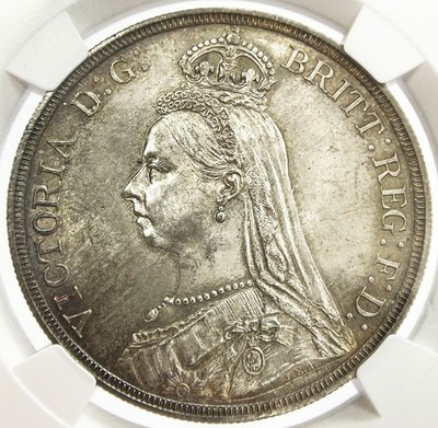 1887 SILVER GREAT BRITAIN 1 CROWN JUBILEE HEAD NGC MINT STATE 64