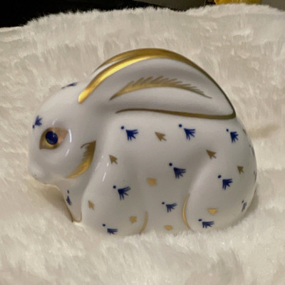 Royal Crown Derby Baby Rabbit Paperweight Porcelain Figurine