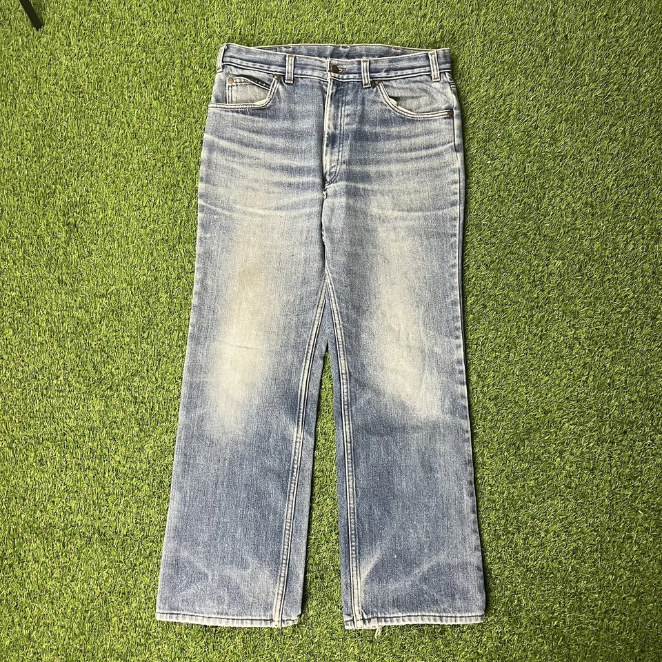 Vintage 80s Fleece Lined Levis 517 Orange Tab Jeans Size 33x30 Bootcut USA Red - Image 2 of 4