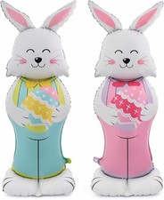 2PCS 58 Easter Bunny Balloons Large Standing Foil Balloon Set Kids Party Decor