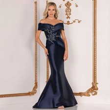 Mother of The Bride Dress Off the Shoulder Rhinestones Lacing up Robes Invit e