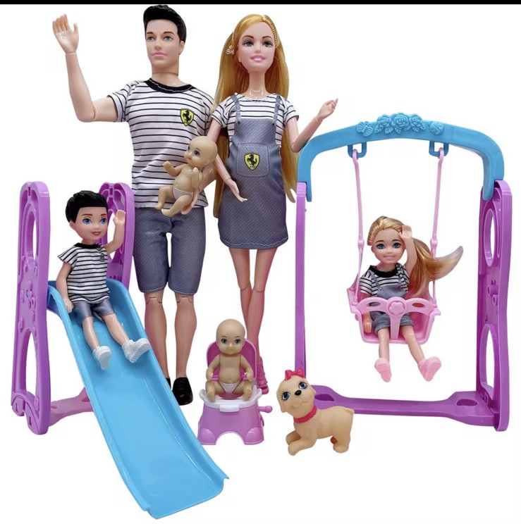 Set Of 6 People With Pregnant Mom Dad 3 Kids And Baby Boy In