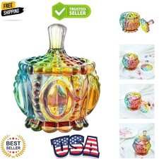 Royal Embossed Clear Glass Apothecary Jars With Lids, Candy Containers for We...