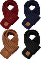 4 Pieces Kids Knitted Scarf Winter Solid Color Toddler Warmer Scarf for Boy Girl