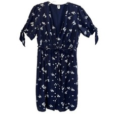 GAP Maternity Navy Blue Floral Baby Shower Feminine Midi Day Dress Size Small