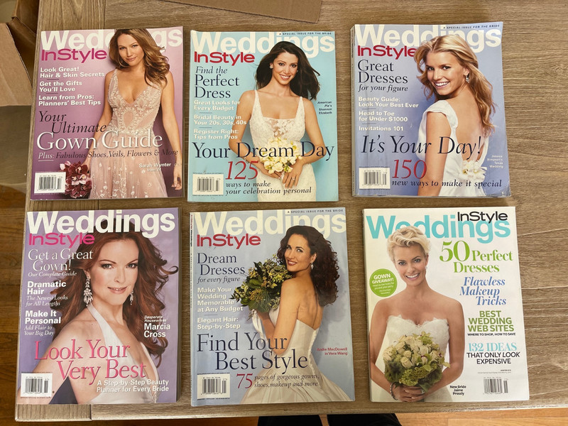 Lot of 6 In Style Weddings Magazines  - 2002 -2010