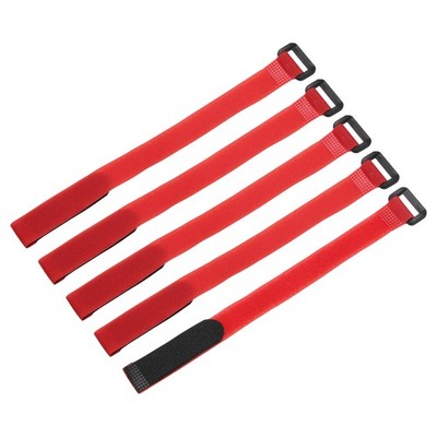 5Pcs Battery Tie Down Straps,0.8x12'' Red Nylon Hold Down Hook Loop Strap