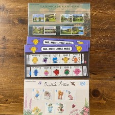 Royal Mail Stamp Collection of Mr Men Beatrix Potter and Landscape Gardens packs