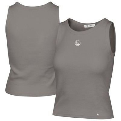 Women's '47 Gray Golden State Warriors Cropped Skyhook Baby Rib Tank