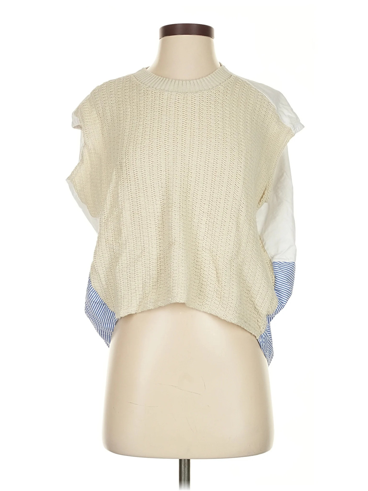 Zara Women Ivory Sleeveless T-Shirt S