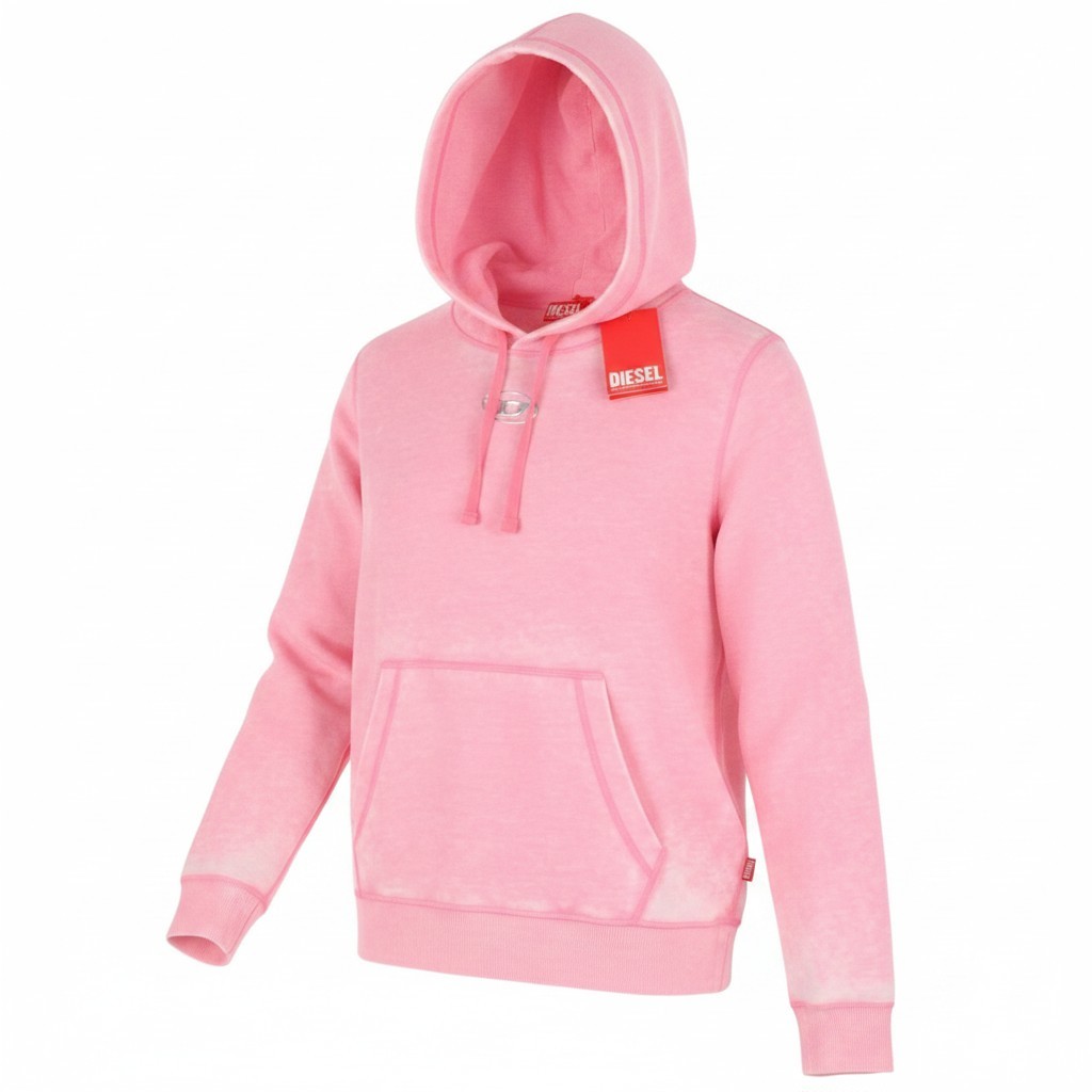 DIESEL S-Ginn-Hood-Pak Men Hoodie L Pink Faded Kangaroo Pocket Pull On RRP250