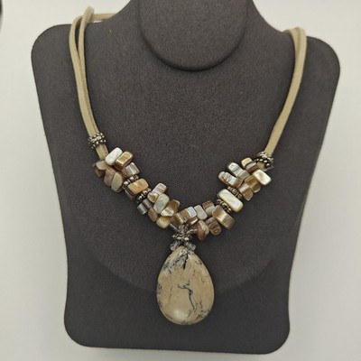 Artisan 20'' Pendant Necklace Corded Silver Bone Tone