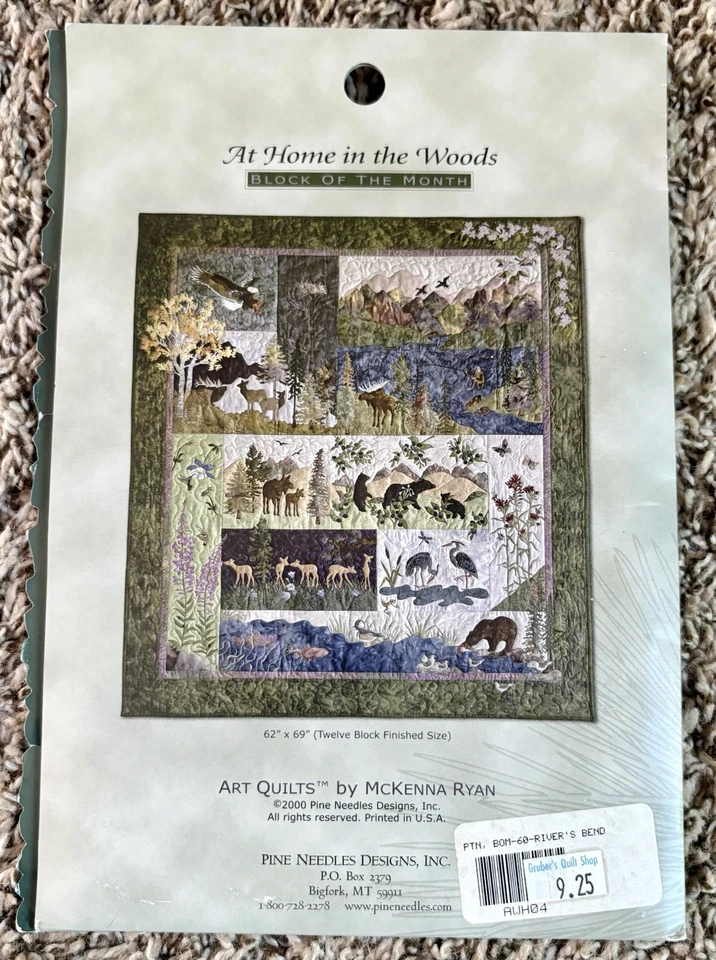 McKenna Ryan AT HOME IN THE WOODS Quilt Patterns Complete Set 12 Blocks Uncut - Image 3 of 4