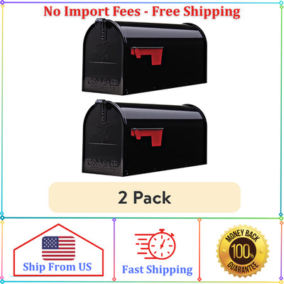 Architectural Mailboxes Elite Galvanized Steel, Medium, Post-Mount Mailbox in Bl