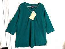 Susan Graver Womens Sweater 3X Plus Teal Blue Lightweight 3/4 Sleeve Beaded