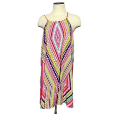 mm mm mm Halter Dress Geometric Print Sleeveless Casual Summer Dress XL