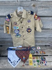 Boy Scouts of America Mega Lot. Youth Large Shirt. Pins. Patches. Belt. Mix Lot