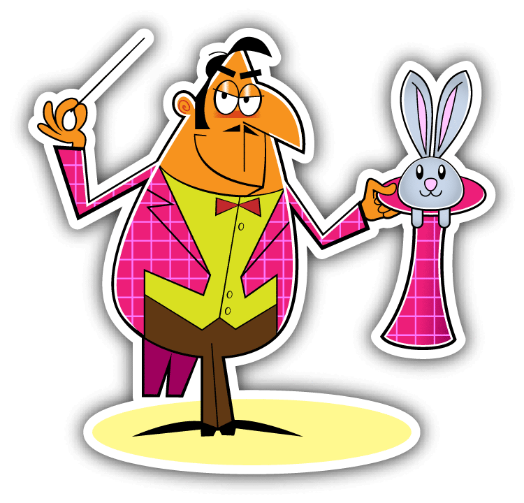 Funny Cartoon Magician Car Bumper Sticker Decal
