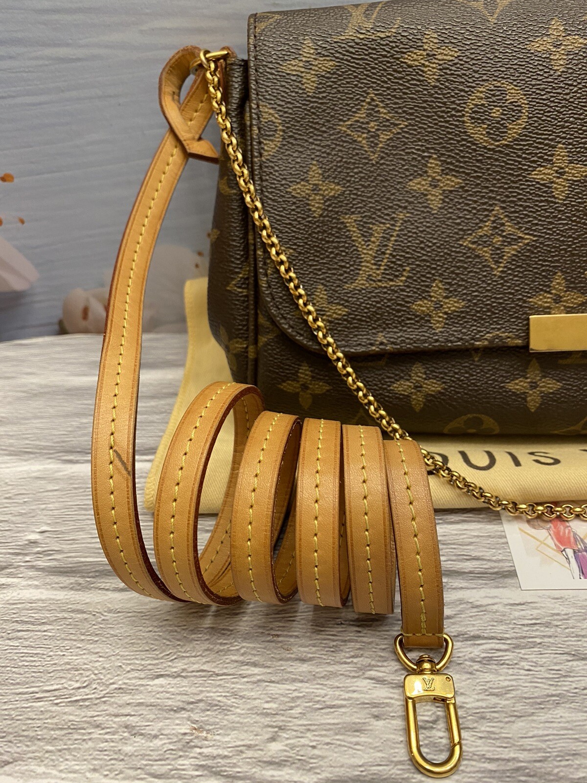 🌸Louis Vuitton Favorite MM Monogram Chain Clutch Crossbody (SA2154) +Dust Bag🌸 image 4
