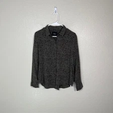 Rails Top Womens Small Shirt Button Up Rocsi Olive Black Spots Rayon