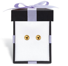 ROUND BALL STUD EARRINGS 14K YELLOW GOLD WITH GIFT BOX