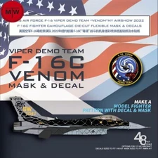 1/48 Viper Demo Team F-16C Venom Camouflage Mask & Decals for Tamiya 61098 61101