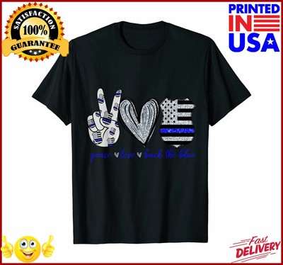 Download Peace love back the blue Best gift for police TShirt | eBay