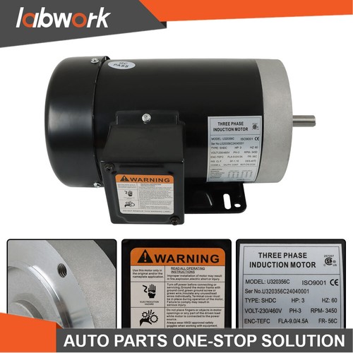 Labwork 3 HP 3 Phase 230/460 Volt 56C Frame 3450 RPM General Electric Motor - Picture 5 of 24