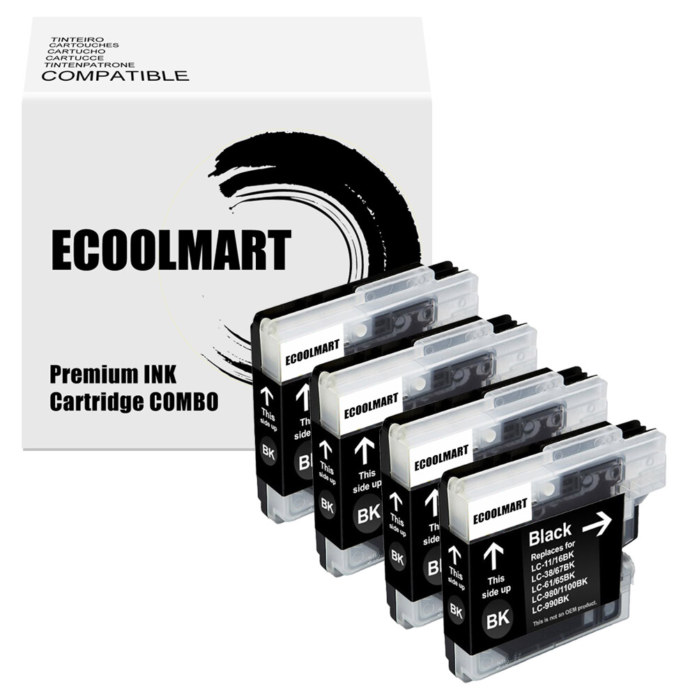 4 BK Ink Cartridge fits Brother LC61 DCP-375CW MFC-990CW MFC-5490CN MFC-5490CW