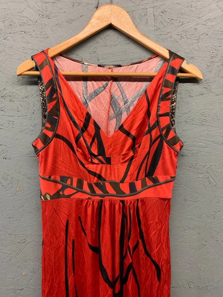 Elie Tahari Maxi Dress Women’s Small Red Brown Floral Sleeveless Viscose - Image 2 of 4