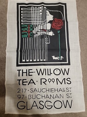 The Willow Tea Rooms Glasgow Charles Rennie Mackintosh Linen Teatowel 45 X 72cm 