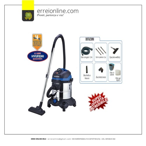 Bidone aspiratutto HYUNDAI aspiratore solidi liquidi multifunzione 1200W 20  L | eBay