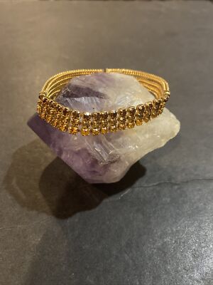 Vintage Hobe Bracelet Gold Toned Rhinestones Signed | eBay display picture 1