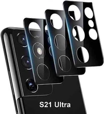 3pcs For Samsung Galaxy S21 Ultra HD Clear Tempered Glass Camera Lens Protector