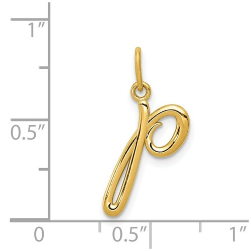 14k Yellow Gold Initial Letter P Charm Pendant 0.83 Inch - Picture 4 of 4