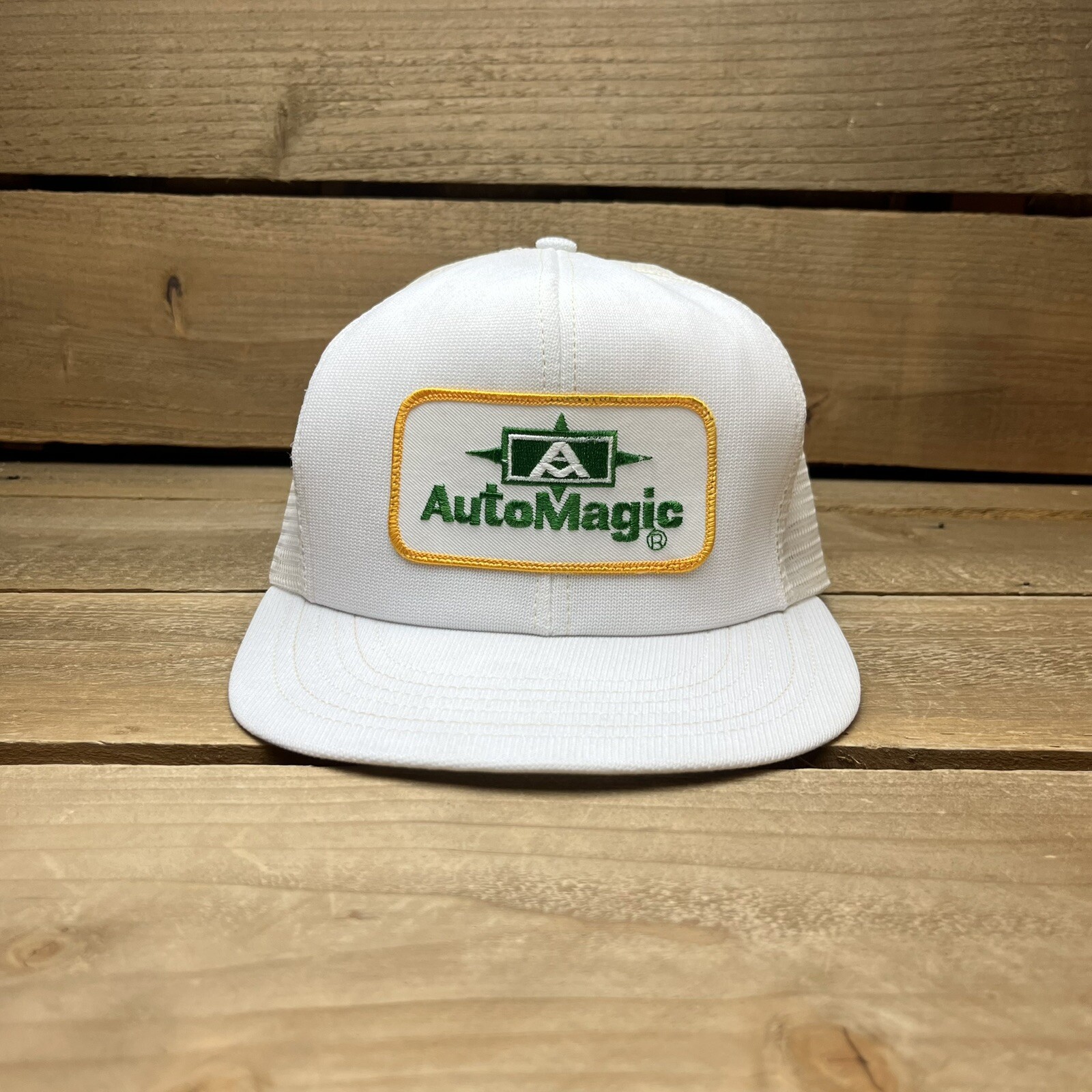 Vintage Auto Magic Patch White Snapback Trucker H… - image 2