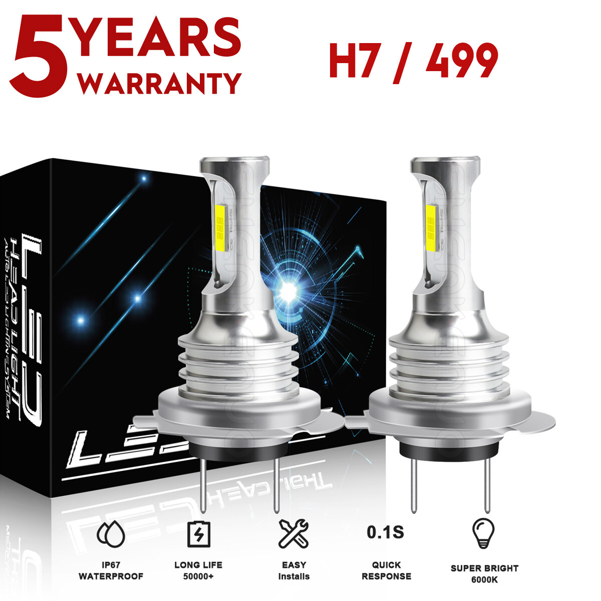For Kawasaki Ninja 650R 2006-2011 650 2012-2019 2PC H7 6000K LED