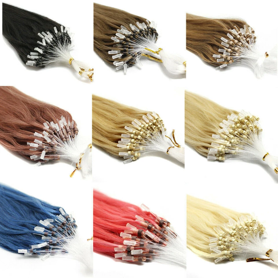 Micro Ring Loop Tip Remy Human Hair Extensions Straight Micro Beads Link Hair US - Image 2 of 4