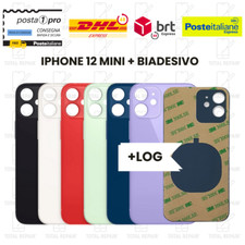 BACK COVER SCOCCA POSTERIORE VETRO PER  IPHONE 12 MINI+ BIADESIVO 3M BIG HOLE
