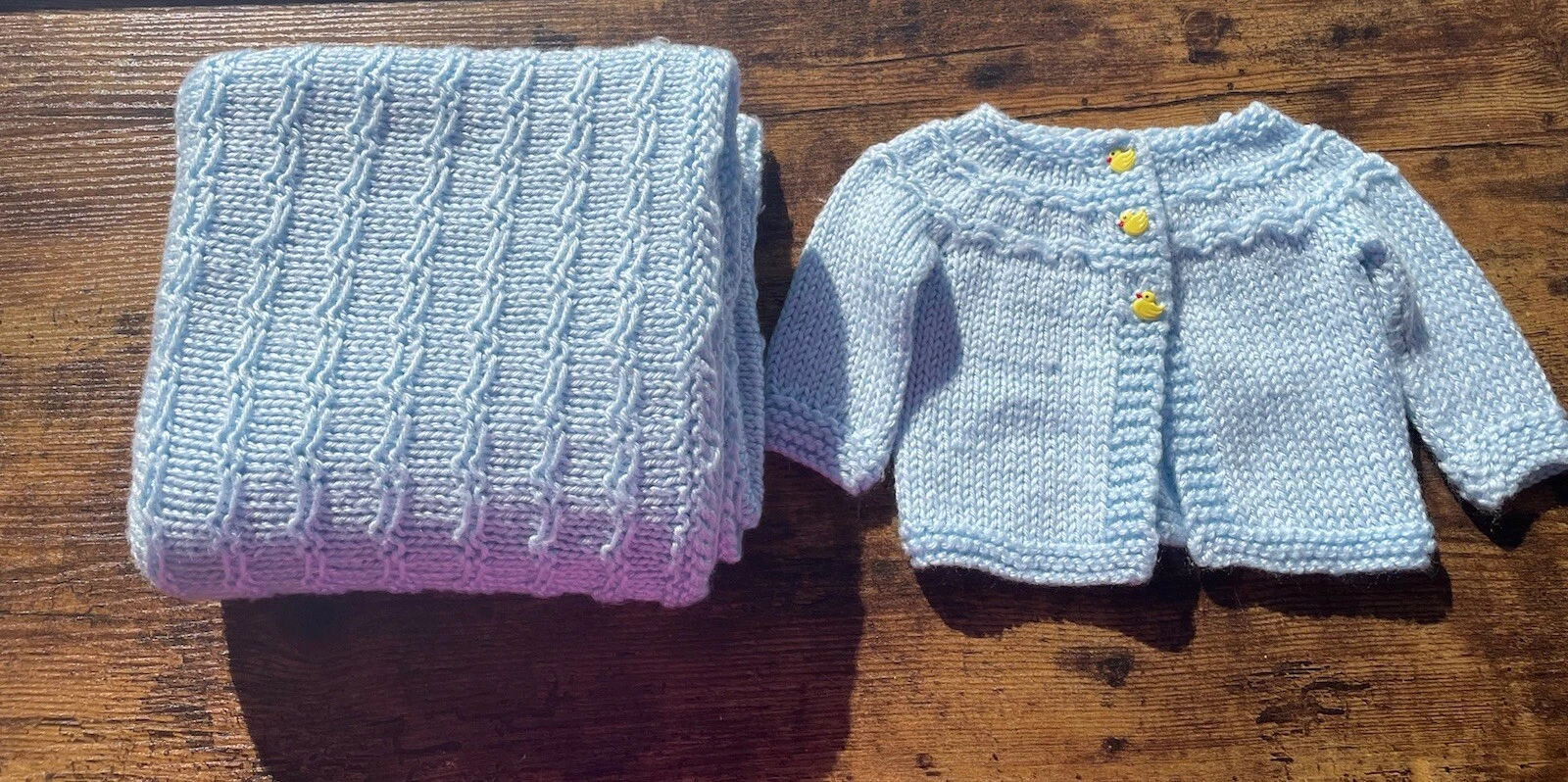 Crochet Baby Sweater & Blanket Hand Crocheted Boy Girl Newborn Rubber Duckie