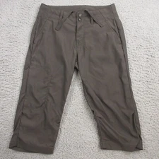 Prana Womens Crop Capri Paant size 4 Nylon Stretch Hiking Outdoors Drawstring